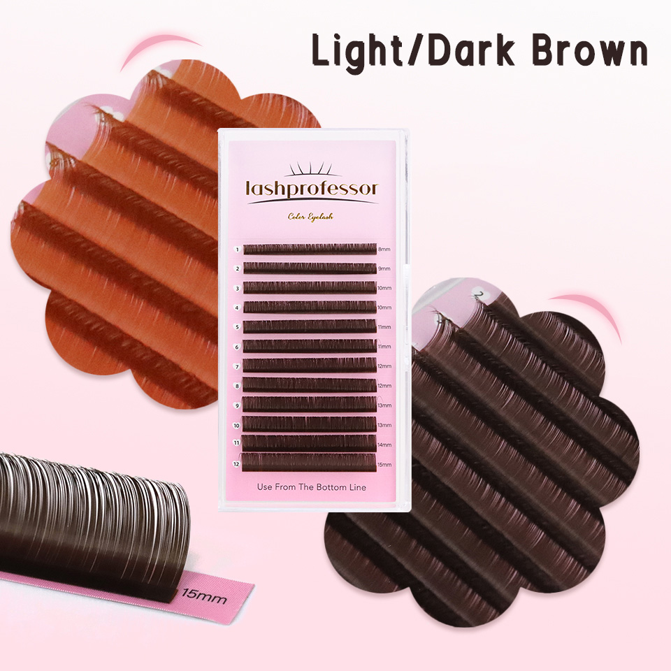 Eyelash Extensions Classic - Donkerbruine wimperverlenging 0,05 0,07 mm lichtbruine