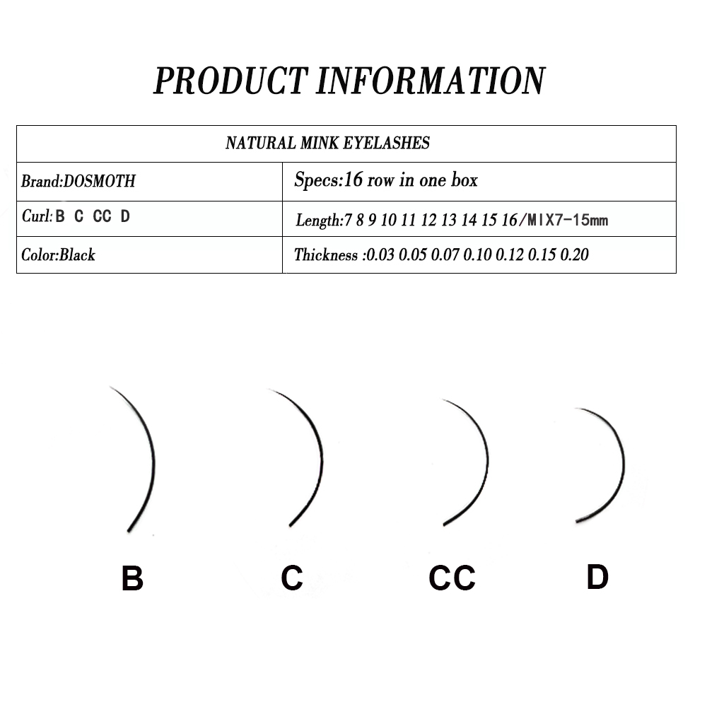 Dosmoth 10 Boxes 16 Rijen 7-16 - Eyelash Extensions Classic recensie en prijs